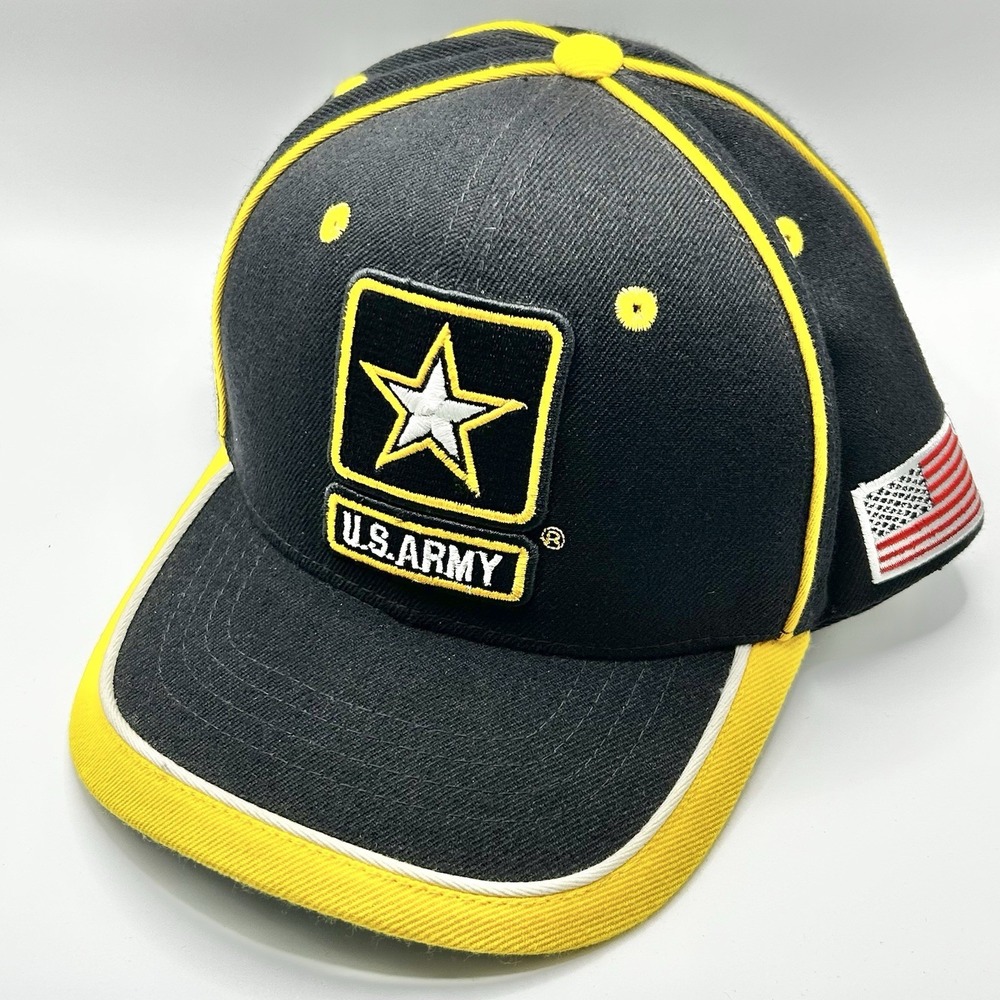 U.S. Army Patch‎ USA Flag Hat Cap Adjustable Strapback Black Outdoors Casual